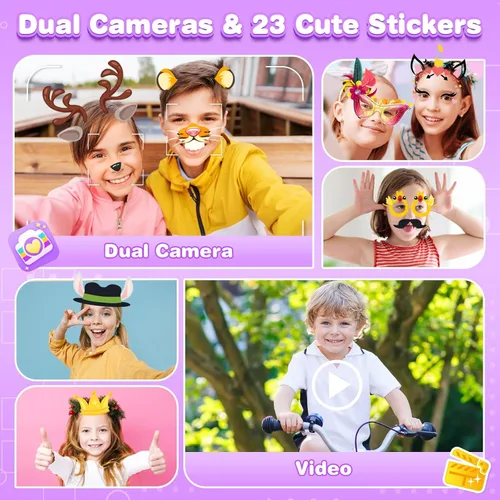 Miniatura 3 de Teléfonos de juguete para niños para niñas de 3, 4, 5, 6, 7, 8 años, teléfono táctil para niños pequeños con cámara, reproductor de música MP3