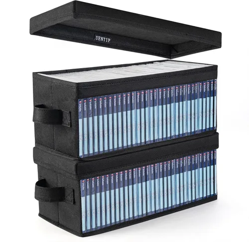 Miniatura 15 de UENTIP Cajas de almacenamiento para CD, paquete de 2 cajas de almacenamiento para DVD y CD con capacidad para 30 CD en estuches jewel completos, 60