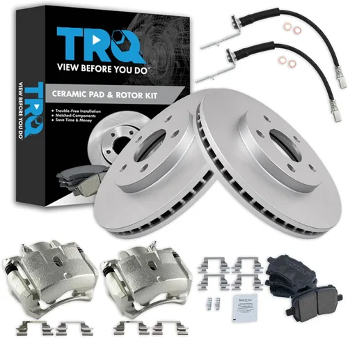 Miniatura 23 de TRQ Kit de pastillas de freno y rotor de cerámica delantera compatible con Chevrolet Malibu 2016
