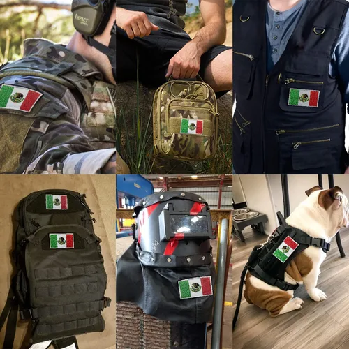 Miniatura 7 de Anley Parches tácticos bordados con la bandera de México (paquete de 2) – 2 x 3 pulgadas bandera mexicana uniforme militar para coser emblema