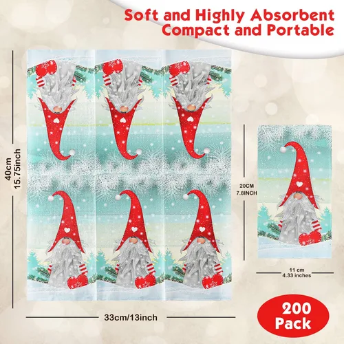 Miniatura 3 de 200 servilletas de Navidad para invitados, gnomos, toalla de mano desechable de Navidad para baño, papel para el hogar, Navidad, invierno