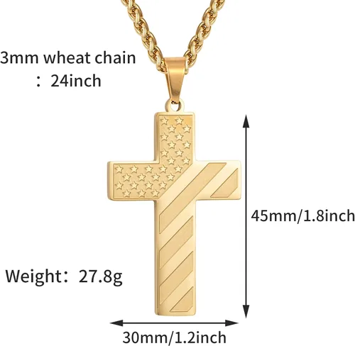 Miniatura 5 de DuoDiner Collar de cruz de acero inoxidable de 24 pulgadas con dije de versículo de la Biblia para hombres y niños