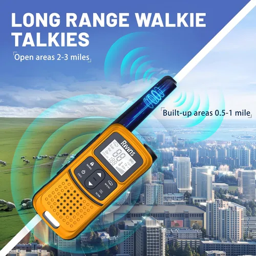 Miniatura 5 de Radios Walkie Talkies de largo alcance: Walkie Talkies recargables Rivins F22 para adultos, NOAA, batería de 1400 mAh, cable USB-C, linterna, VOX