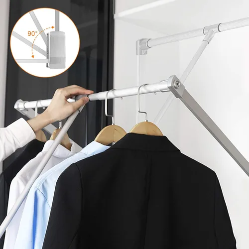 Miniatura 2 de Barra de armario extraíble, organizador de armario ajustable, riel de ropa para colgar ropa resistente, colgador de barra de ropa suave, ahorro