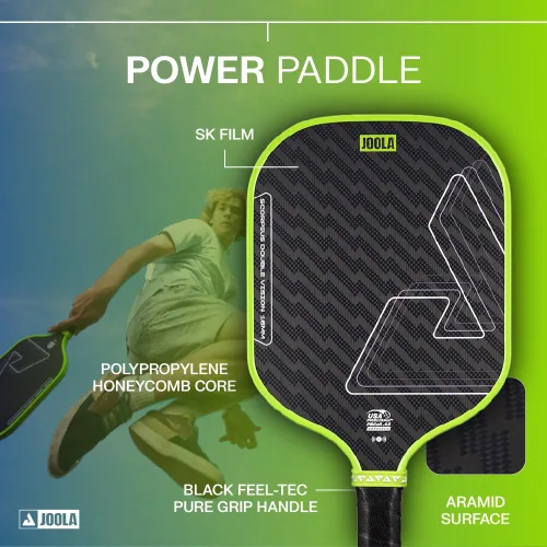 Miniatura 3 de JOOLA Double Vision - Paleta de pickleball de 16mm (0.63 pulgadas) - Forma Signature y estándar - Superficie de aramida para un tacto más suave