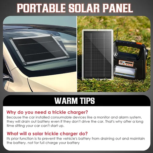 Miniatura 4 de Saillong Cargador Mantenedor de Batería Solar para Automóvil de 12V, Panel Solar Impermeable Cargador Solar Portátil de Goteo con Enchufe
