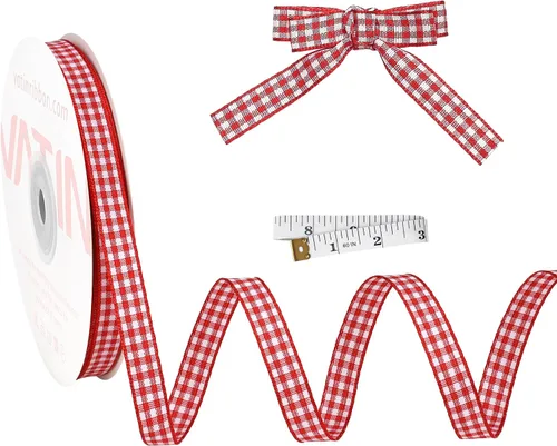 Miniatura 10 de VATIN Cinta a cuadros en blanco y negro – 3/8 pulgadas x 50 yardas, perfecta para cestas de Pascua, manualidades de primavera, envoltura de regalos