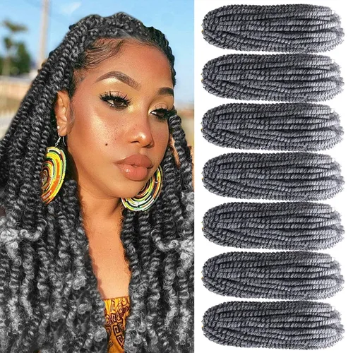Miniatura 18 de Paquete de 2 cabello para trenzas en espiral de 8 pulgadas, cabello Spring Twist para rastas falsas, rastas de mariposa, cabello para trenzas, fibra