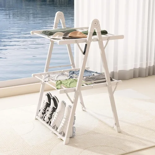 Miniatura 2 de Estante eléctrico de secado de ropa calentado, secadora de ropa plegable con calefacción y temporizador de apagado, tendedero para ropa, zapatos
