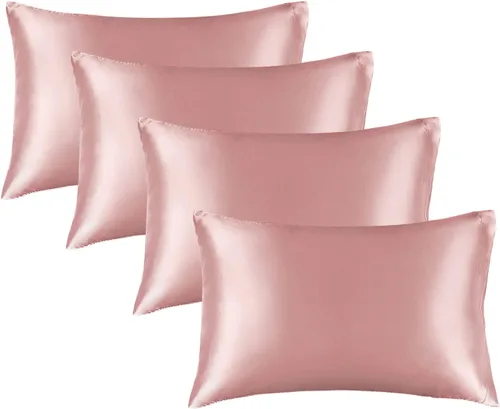 Miniatura 73 de Bedelite Funda de almohada de satén para el cuerpo, súper suave y refrescante, para el cabello y la piel, transpirable, sedosa y larga, 20 x 54 Rosa