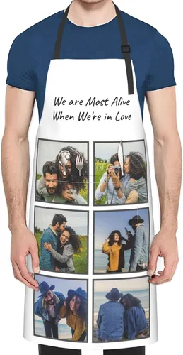 Miniatura 11 de EAQ Delantales personalizados para mujeres y hombres, delantales personalizados con foto personalizada para cocinar, servir, cafetería Delantal