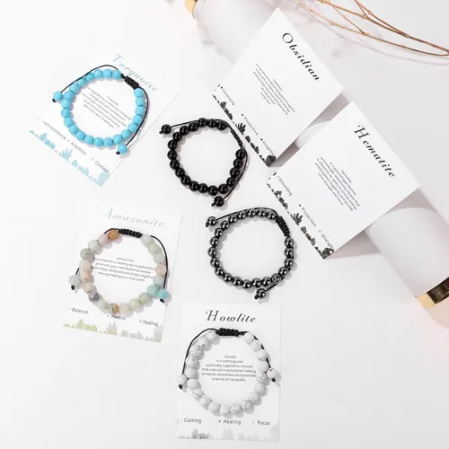 Miniatura 36 de Pulsera de cristal curativo para mujer de 0.315 in, pulsera de cuentas de cristal natural ajustable hecha a mano, joyería curativa, regalo