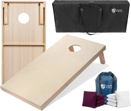 Miniatura 18 de Tailgating Pros Tablas para juego de cornhole - 4 x 2 pies y 3 x 2 pies. Juego de cornhole con estuche de transporte y juego de 8 bolsas de maíz
