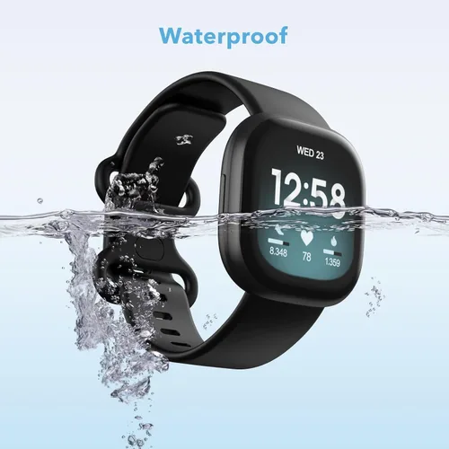 Miniatura 2 de Paquete de 2 bandas impermeables compatibles con Fitbit Versa 3/Fitbit Versa 4/Fitbit Sense/Sense 2, pulseras deportivas clásicas de repuesto suaves