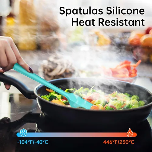 Miniatura 3 de Juego de espátulas de silicona de 5 piezas, resistentes al calor, 446 °F, grado alimenticio, sin BPA, antiadherentes, seguras para utensilios de Azul