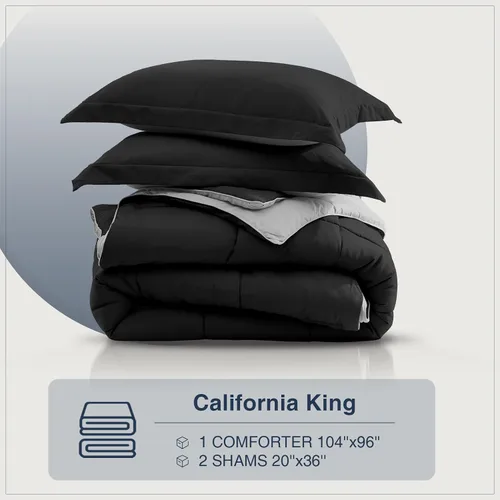 Miniatura 5 de satisomnia Juego de Edredón California King, Ropa de Cama Negra Edredones Cal King, Edredón de Cama Alternativo de Plumón de 3 Piezas Juego de Cama