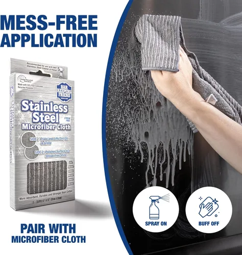 Miniatura 5 de Bar Keepers Friend Limpiador y pulidor en aerosol para acero inoxidable (2 x 750 ml) Elimina huellas de grasa, manchas de agua dura, mugre