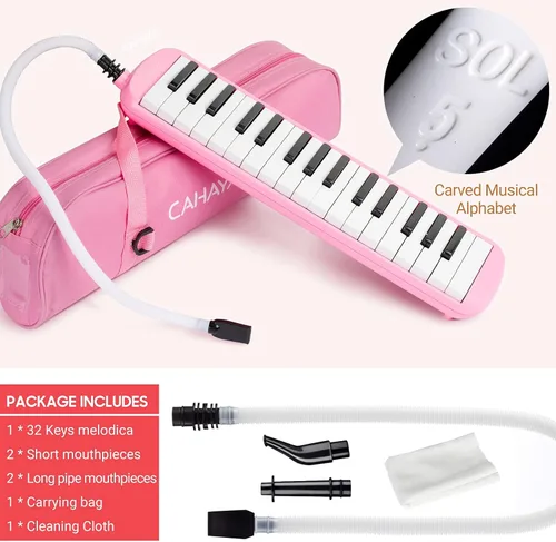 Miniatura 4 de CAHAYA Melódica 32 Teclas Boquilla de Tubos Dobles Piano de Aire Teclado Instrumento Musical con Bolsa de Transporte 32 Teclas, Negro, CY0050-1