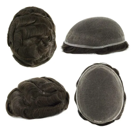 Miniatura 5 de HAIR NATURE Toupee para hombres, sistemas de reemplazo de cabello humano, piezas de cabello rubio de encaje francés completo 8x10#22R