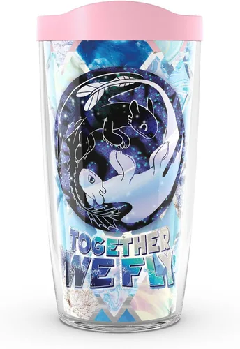 Tervis Vaso aislado de doble pared DreamWorks How To Train Your Dragon Made in USA mantiene las bebidas frías y calientes, 16 onzas, Together We Fly