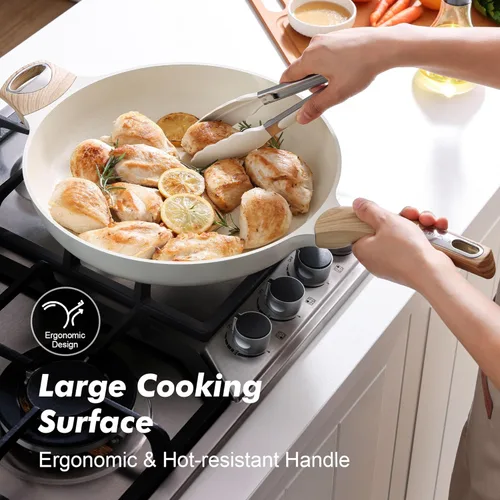 Miniatura 6 de Sartén de Cerámica Antiadherente con Tapa de SENSARTE de 12.5 Pulgadas Gran Sartén de Cocina de Chef sin Toxicidad, Libre de PFOA/PFAS/PTFE Añadidos