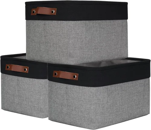 Miniatura 42 de Bagnizer 13x13 Cajas de almacenamiento cúbicas, caja de almacenamiento plegable de tela, paquete de 4 cestas de armario con asas para organizar