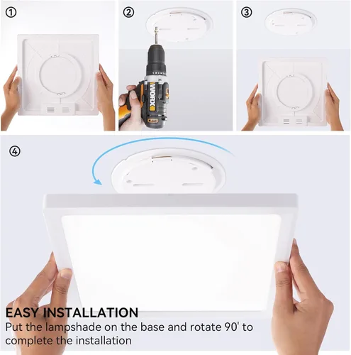 Miniatura 6 de 2Pack Lámpara de techo empotrada de 12 pulgadas 28W LED, lámpara de techo cuadrada de 3200LM 6000K blanca delgada de panel plano, lámpara de techo