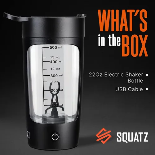 Miniatura 2 de SQUATZ Botella agitadora eléctrica de 22 onzas – Botella mezcladora automática recargable de proteínas, a prueba de fugas y fácil de limpiar, bebida