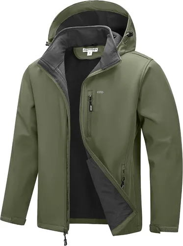 Miniatura 11 de 33,000ft Chaqueta Softshell para hombre con capucha, forro polar, ligera, impermeable, para senderismo