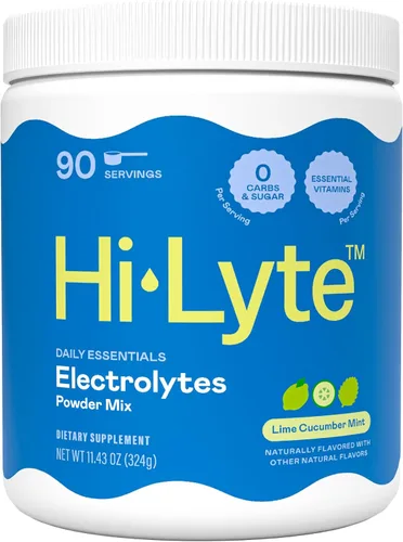 Hi-Lyte Daily Essentials - Mezcla de electrolitos en polvo, lima, pepino y menta, sodio, potasio, magnesio, vitaminas, soporte de hidratación para