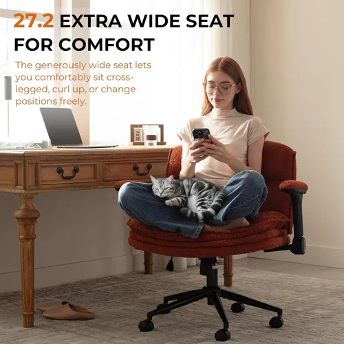 Miniatura 3 de Dowinx Silla Criss Cross con Brazos Abatibles Ajustables y Ruedas, Cómodo Sillón Ergonómico de Escritorio de Oficina con Cojines de 3 Capas, Silla