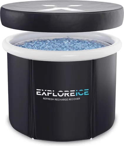 Explore Ice Bath Pro Max - Bañera inflable extra grande para atleta, portátil, para terapia de agua fría, con tapa y bolsa de transporte,