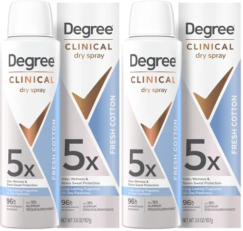 Miniatura 11 de Degree Spray seco para protección contra el sudor y el olor de 96 horas Fresh Cotton 5X protección 3.8oz
