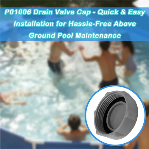 Miniatura 5 de P01006 Tapa de válvula de drenaje para piscina sobre el suelo Bestway y Coleman, tapa de válvula de drenaje de piscina resistente, 2 unidades (gris)