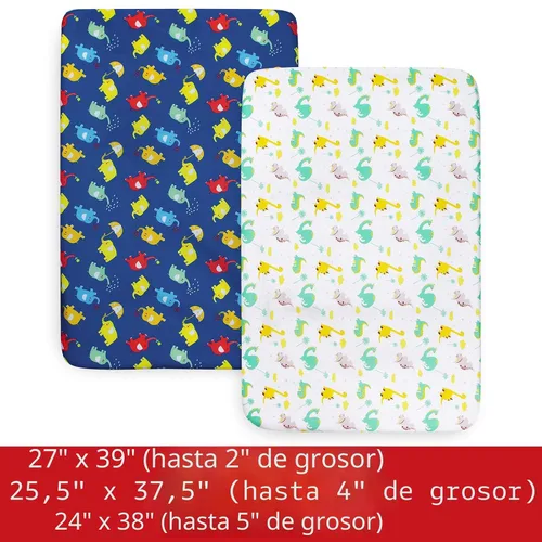 Miniatura 2 de Pack and Play Sheets - Juego de 2 sábanas para cuna, sábana bajera elástica para cuna, compatible con Graco Pack n Play, material suave y Dinosaurio