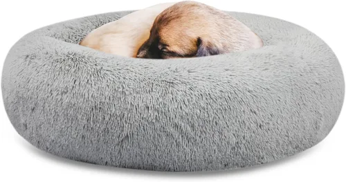 Miniatura 34 de SAVFOX Camas calmantes de felpa para perros, cama de perro de dona para perros pequeños, tamaño mediano, grande y extragrande, cómoda cama para Beige