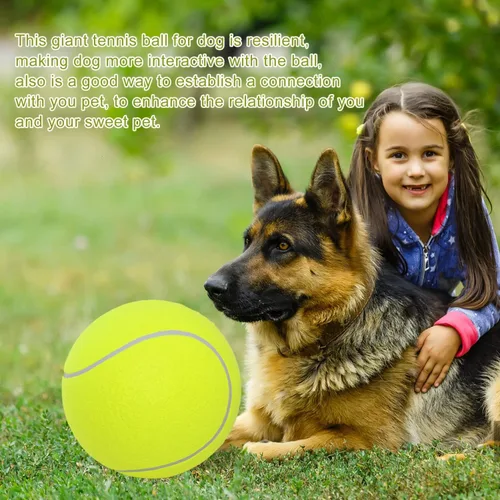 Miniatura 7 de Pomeat 2 pelotas de tenis Gaint para perros, pelotas de tenis inflables grandes de 9.5 pulgadas, juguete masticable para mascotas, pelotas de 2