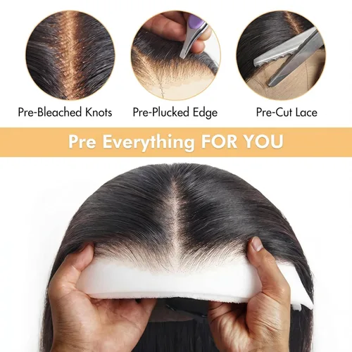 Wear and Go - Pelucas de cabello humano sin pegamento, pelucas de encaje frontal de 13 x 4 con ondas de agua de 28 pulgadas, densidad del 180%,
