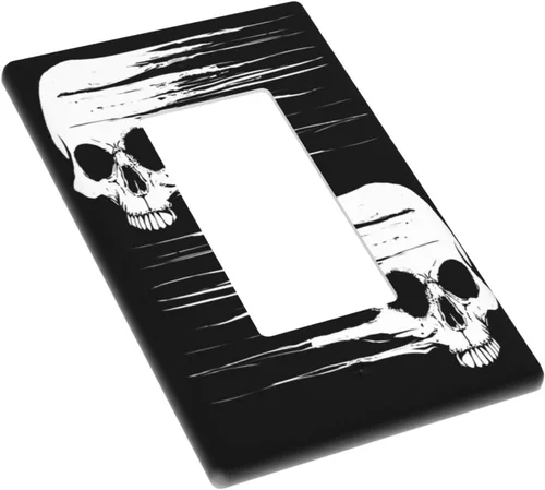 Miniatura 2 de Cubierta de placa de interruptor de luz basculante de esqueleto blanco y negro para decoración de pared para el hogar, dormitorio, cocina, Single
