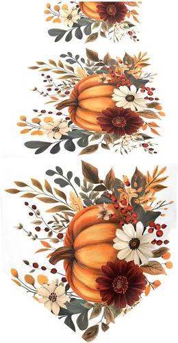 Camino de mesa de Acción de Gracias de calabaza de otoño de doble cara, 14 x 108 pulgadas de largo, camino de mesa para boda, fiesta de cumpleaños,