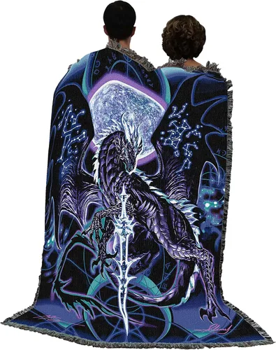 Miniatura 3 de Pure Country Weavers Ruth Thompson - Manta con diseño de dragón de fantasía nocturna tejida de algodón, fabricada en los Estados Unidos