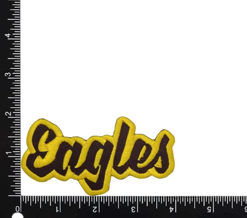Miniatura 14 de (2 x 4 pulgadas) Eagles, espíritu de equipo, bordado, parche para planchar (sarga blanca/contorno verde)