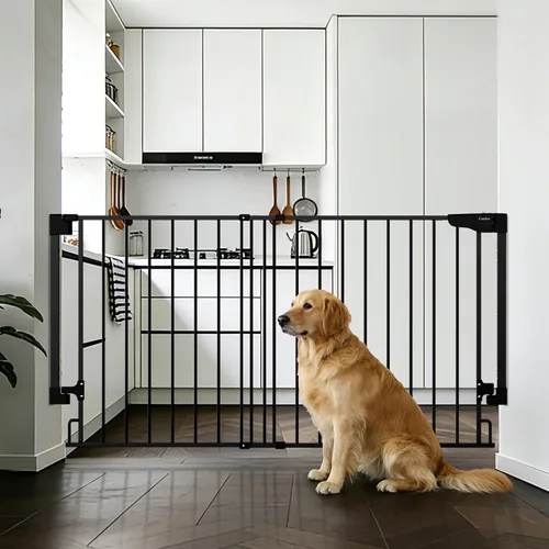Miniatura 19 de Cumbor 29.2–43" Puerta de bebé para escaleras, de montaje en pared (se requiere taladrar), puerta para perros expandible sin barra inferior, puerta