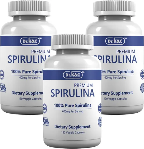 Miniatura 7 de Dr.K&C Suplemento orgánico de superalimento de espirulina – Microalgas verdes azules naturales puras 600 mg 120 cápsulas vegetales Salud Sistema