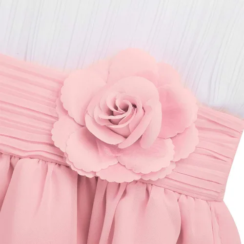 Miniatura 6 de YiZYiF Vestido plisado de gasa sin mangas para niña de las flores, vestido de dama de honor