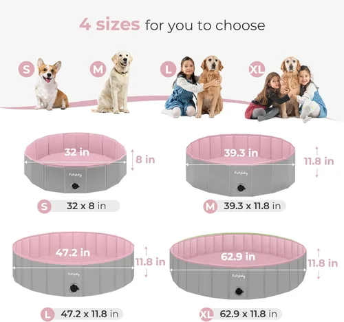 Miniatura 7 de Furrybaby Piscina para perros, piscina infantil plegable de plástico duro para perros grandes, portátil para mascotas, para nadar