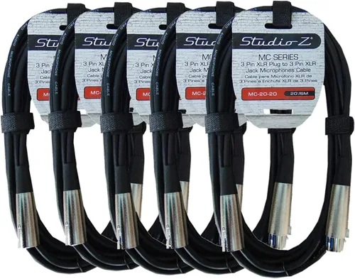 Miniatura 5 de Paquete de 2 cables de micrófono Studio Z de 20 pies, cables XLR de micrófono de baja Z, audio equilibrado macho a hembra, sin oxígeno, cobre