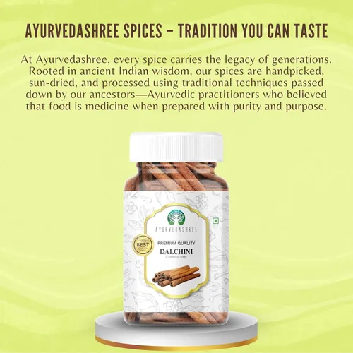 Miniatura 3 de AYURVEDASHREE Palitos de canela 70gm en frasco PET Todo natural Vegano Sin colores Sin OGM Palitos redondos Dalchini