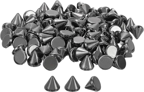 Miniatura 12 de uxcell 200 tachuelas acrílicas con forma de cono de espiga, 0.316 x 0.315 pulgadas, parte trasera plana, pegamento para coser en cuentas punk