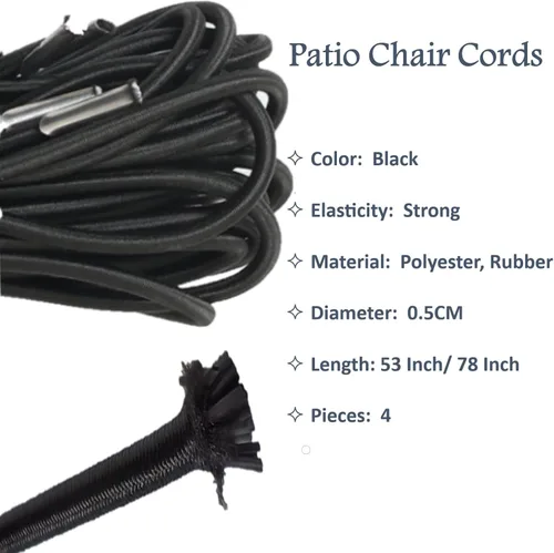 Miniatura 7 de Cable de repuesto para silla de gravedad cero, paquete de 4, cordón elástico para silla antigravedad, silla reclinable de patio, silla elástica